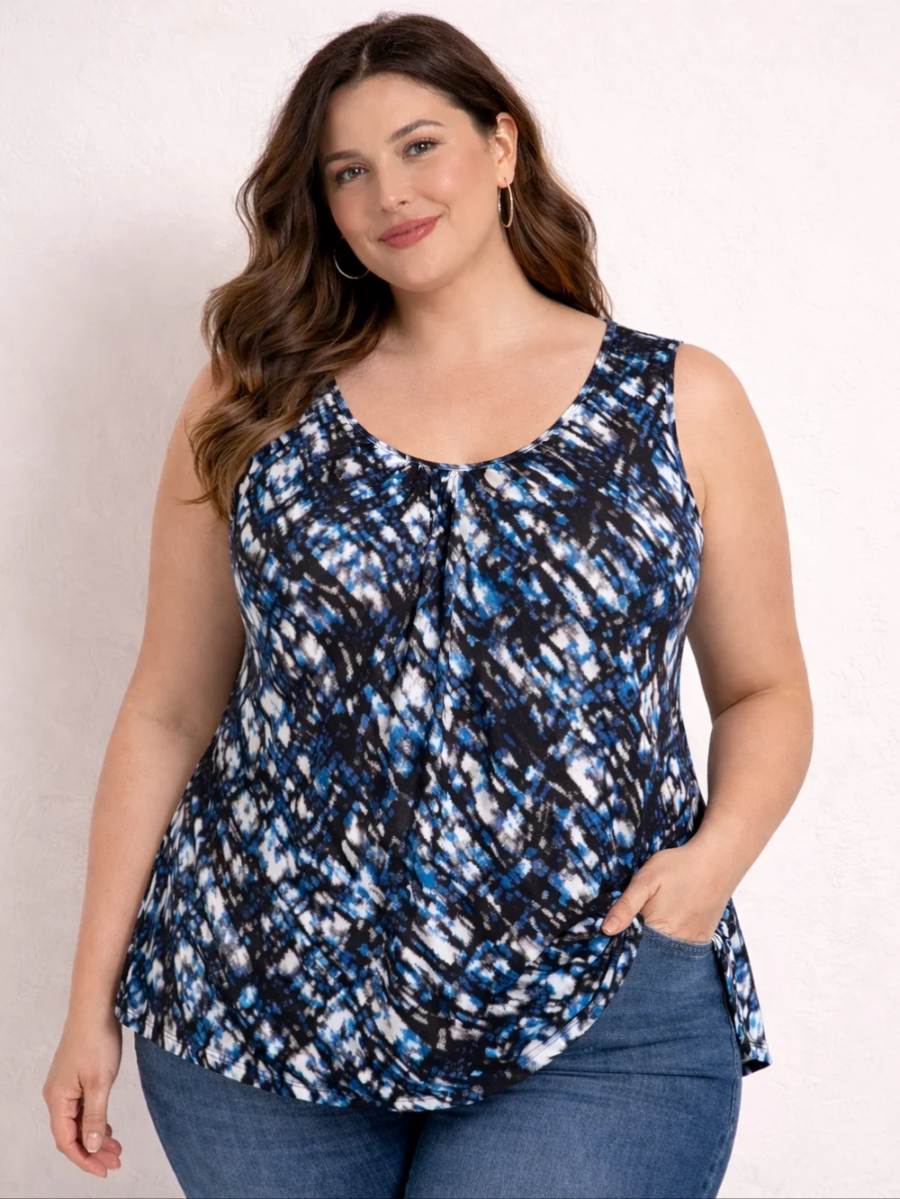 Kasper Abstract Print Sleeveless Top - XL - Picture 1 of 4